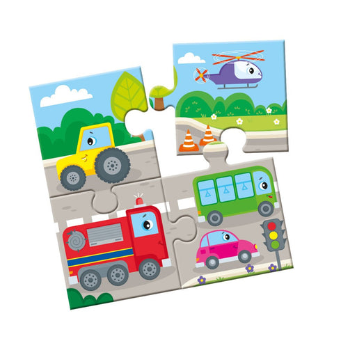 Återanvändbar vattenfärg-pussel. Roliga bilar - 9789667615130