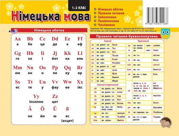 Flashcard. German Language. Grade 1-2. (Double-sided 20*15 cm)